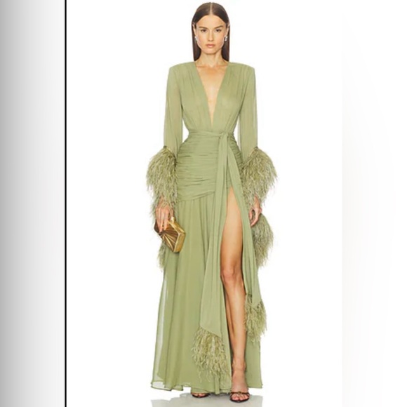 BRONX AND BANCO
Geisha Feather-cuff Gown in Chiffon - Picture 12 of 12